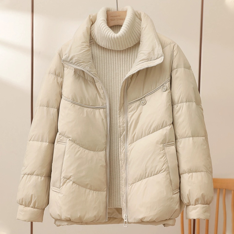 冬季时尚羽绒服女纯色上衣保暖外套百搭保暖潮流韩版秋冬加厚女士