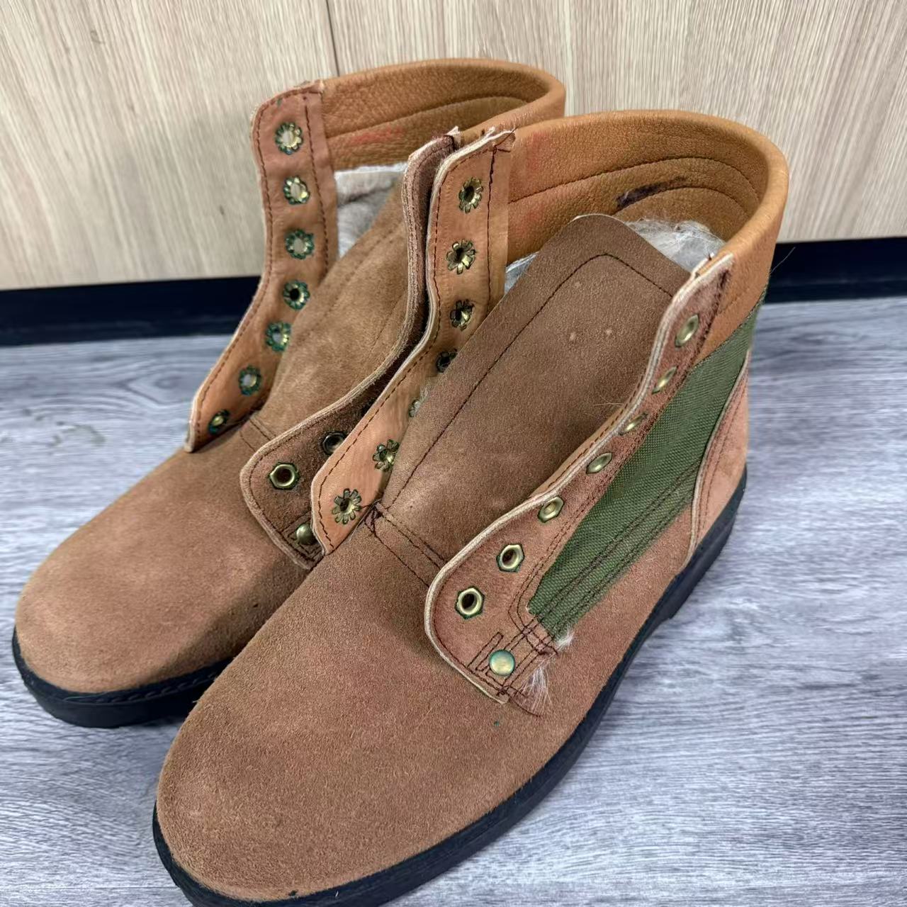 棕色翻毛牛皮鞋毛皮鞋冬季防寒保暖系带头层圆头厚底皮鞋