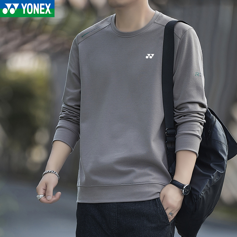 YONEX/尤尼克斯卫衣男装秋冬韩版休闲百搭圆领长袖宽松套头男纯棉