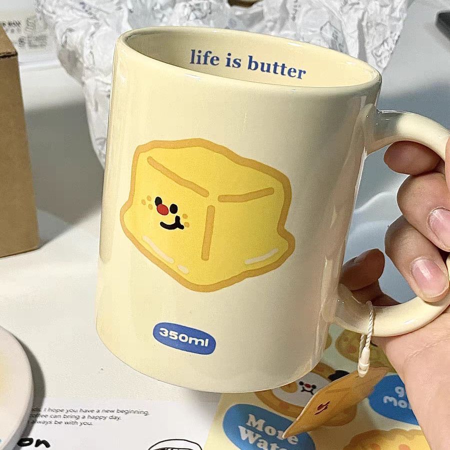 两元福利可爱海盐黄油陶瓷马克杯子ins高颜值闺蜜（（好评）一生平安