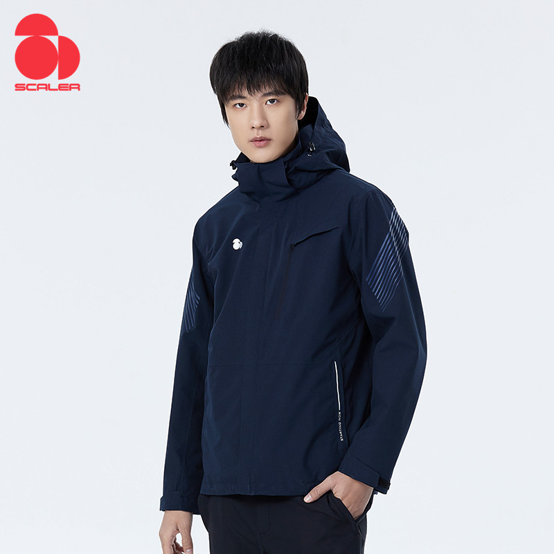 SCALER/思凯乐秋冬男女款软壳两件套户外可拆卸帽冲锋衣F2403898