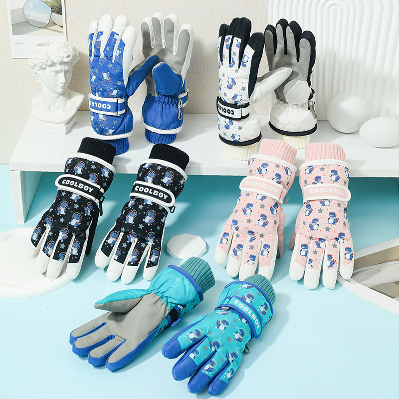 冬季儿童滑雪手套中大童学生玩雪保暖加绒加厚防水防风
