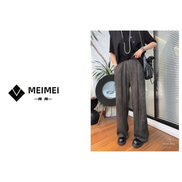 XMM.【扎染麻料直筒裤】新款百搭小众设计百搭冰感直筒休闲裤1028