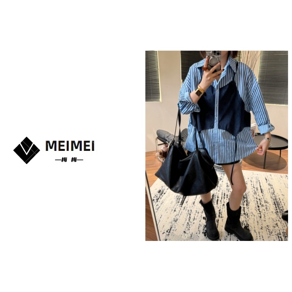 XMM.《蓝调衬衣》秋季新款时尚百搭洋气休闲小众调性长袖衬衣ZW6181