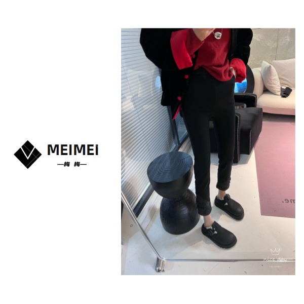 XMM.《加厚国风小黑裤》新中式休闲国风黑色宽松气质小黑裤烟管裤