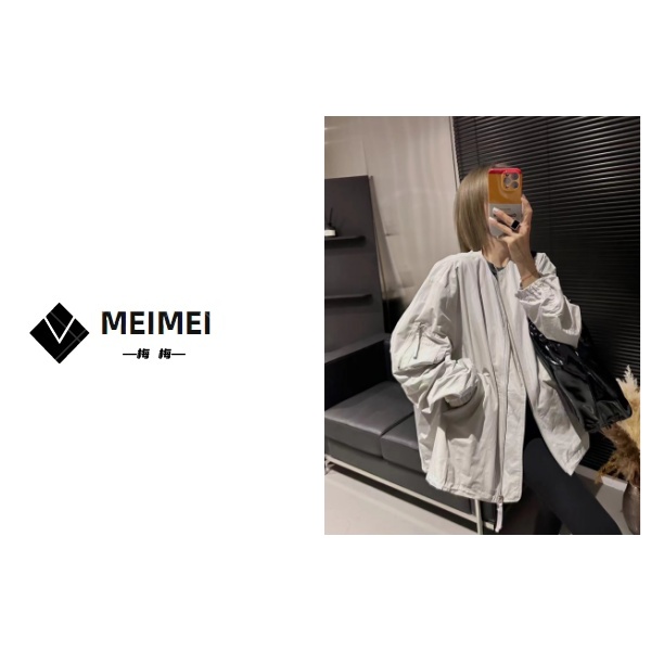 XMM.《灯笼袖棒球服》春季时尚百搭洋气宽松显瘦圆领长袖外套-8K673