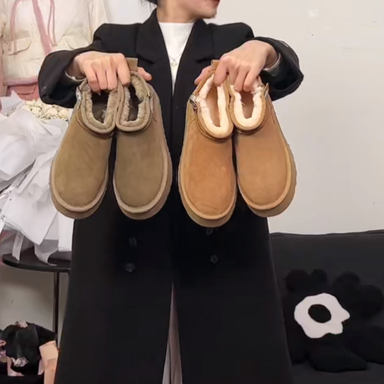【鞋子】侧拉链厚底-厚底雪地靴女冬季新款加绒加厚保暖鞋（CK）