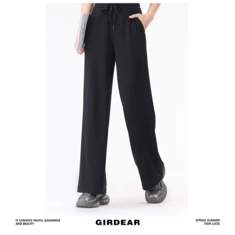 GIRDEAR/哥弟1100498新款简约百搭莫代尔亲肤高腰直筒休闲长裤