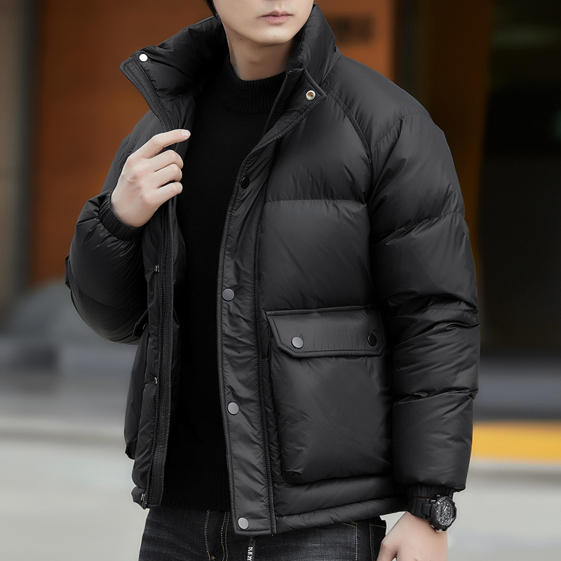 波司登男士羽绒服2023年新款冬季加厚短款面包服潮流工装90白鸭绒
