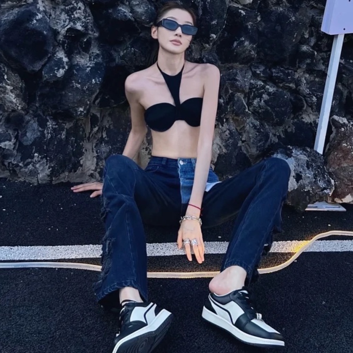 oude waag 拼接休闲显瘦连领上衣