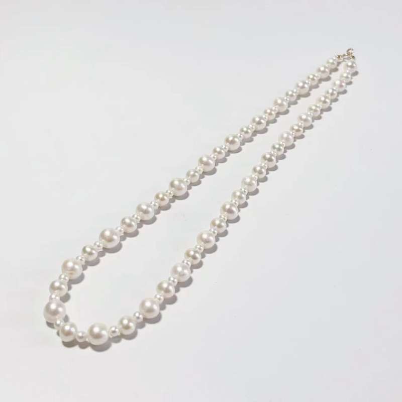18K金扣/3-8mm淡水无核珍珠/总长44CM（含扣）