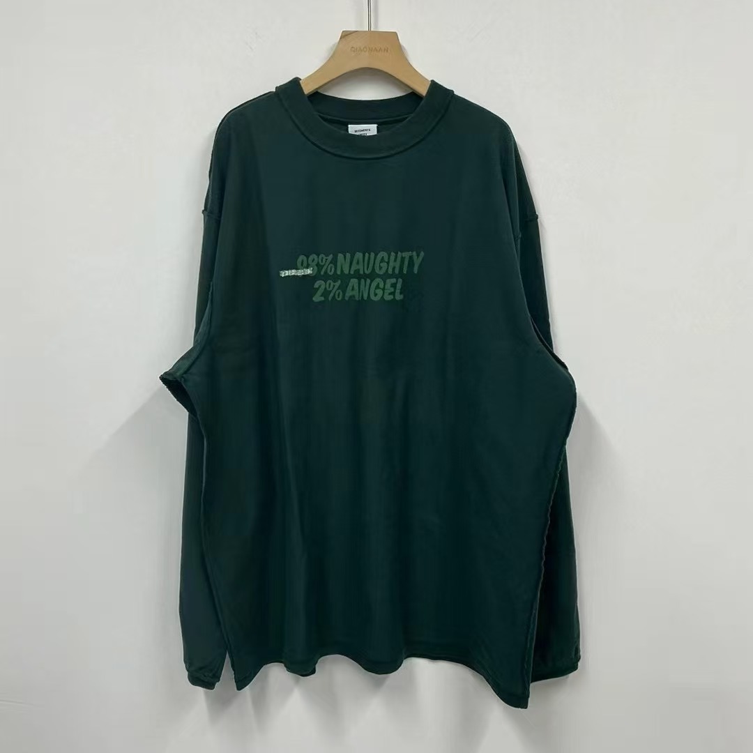 全新未使用 VETEMENTS OUT反穿标语长袖卫衣，全新带吊S