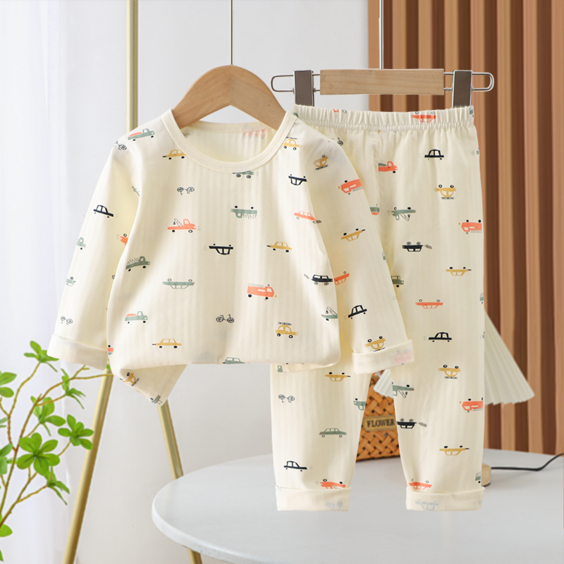 儿童无骨莱卡棉男女童家居服宝宝秋裤春秋长袖