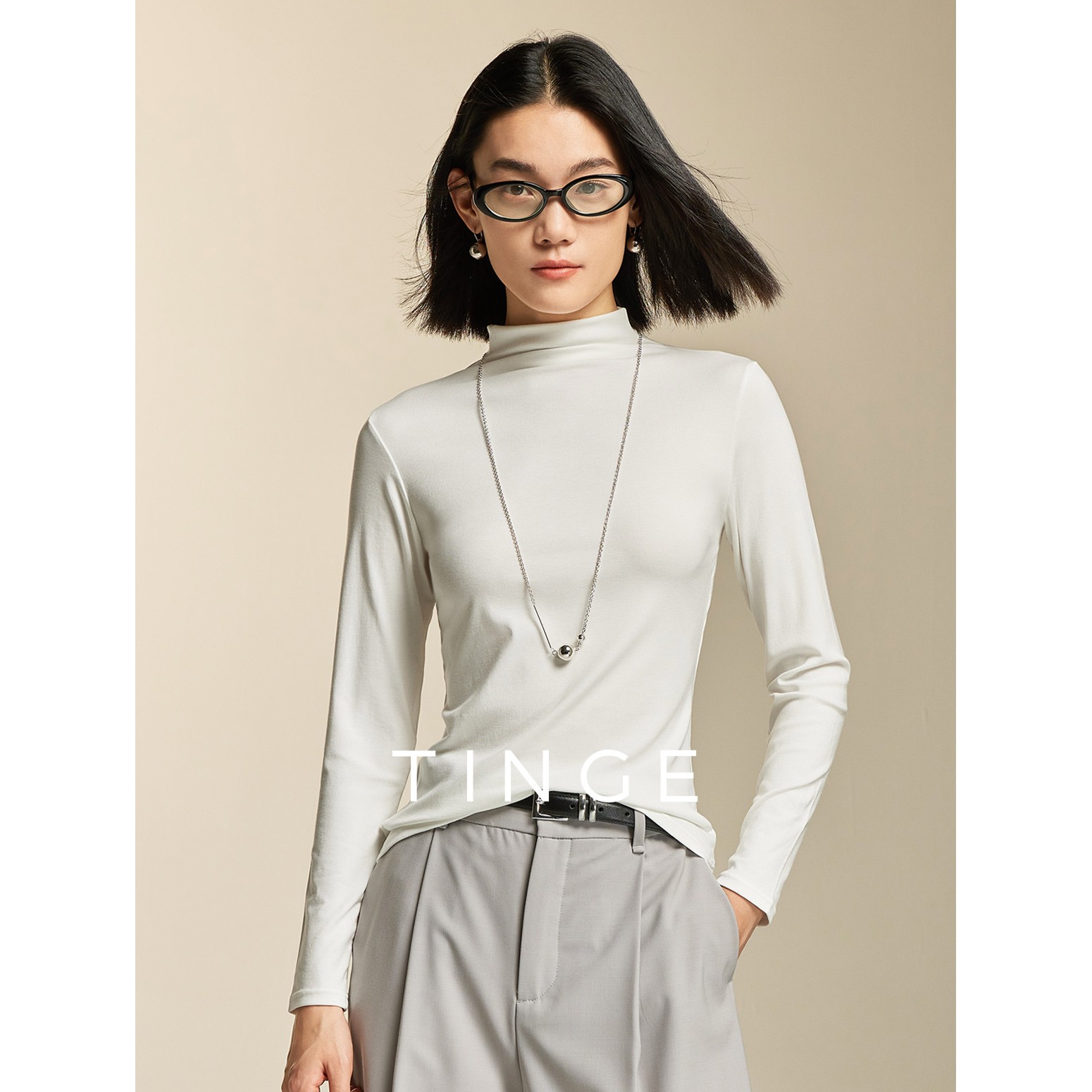 TINGE贴己圆领/半高领打底衫修身小奶皮女秋冬长袖可外穿肌底衣