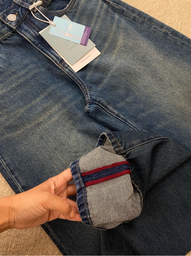 管管家明星同款显瘦裤子厚实质感超好深色百搭阔腿牛仔裤高腰女