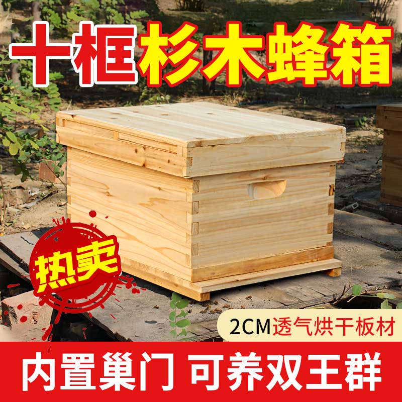 十框蜂箱中蜂杉木煮蜡密养蜂小型家用土蜜蜂标准箱大箱小箱子批发