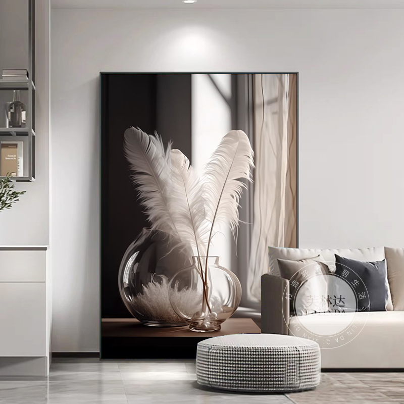 芙林达轻奢羽毛挂画玄关装饰画现代简约高档客厅画沙发背景墙壁画