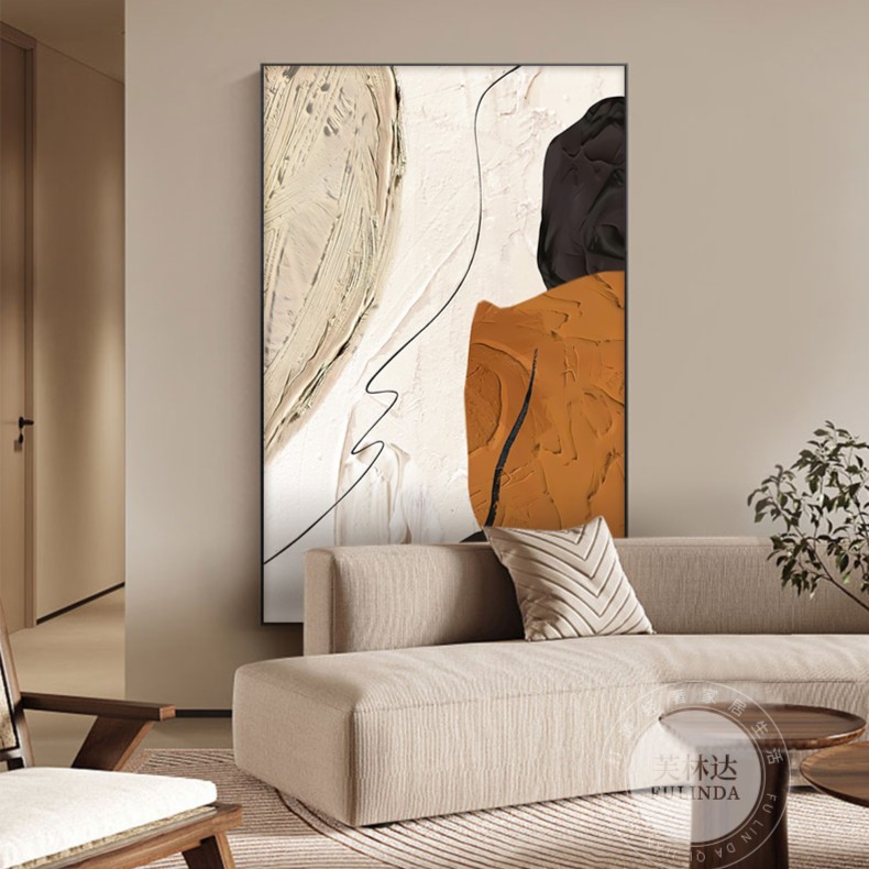 芙林达现代简约客厅沙发背景墙抽象装饰画油画风进门迎面玄关挂画