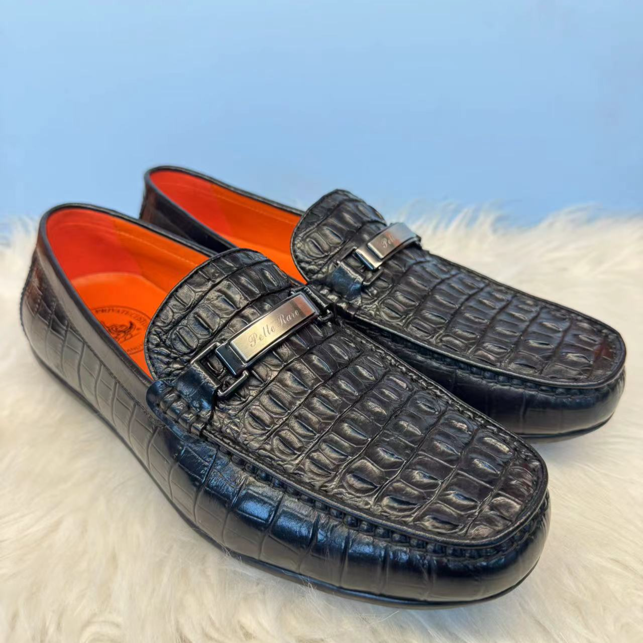 鳄鱼皮背骨休闲男士半鳄豆豆鞋