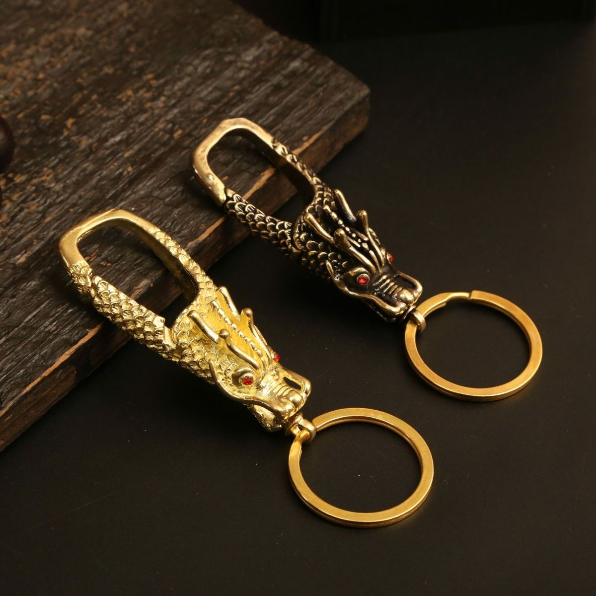 纯铜手工高端龙头钥匙扣挂件皮带腰挂黄铜复古男士个性创意钥匙扣