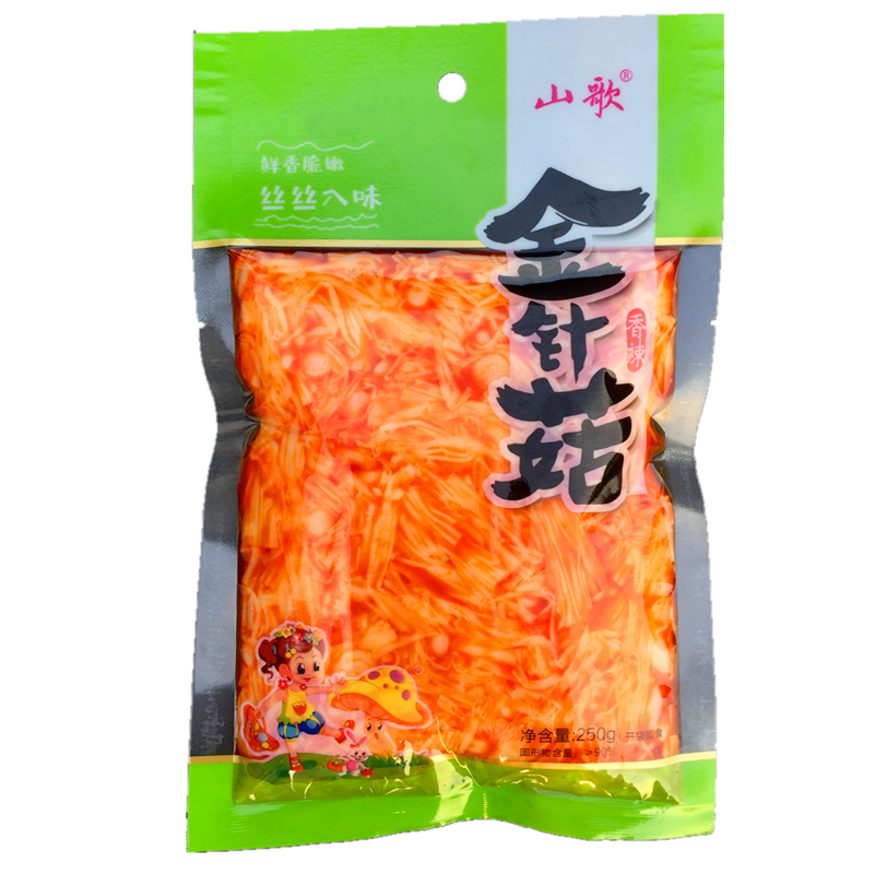 即食红油小咸菜酱菜麻辣下酒菜米饭配菜香辣金针菇下饭菜
