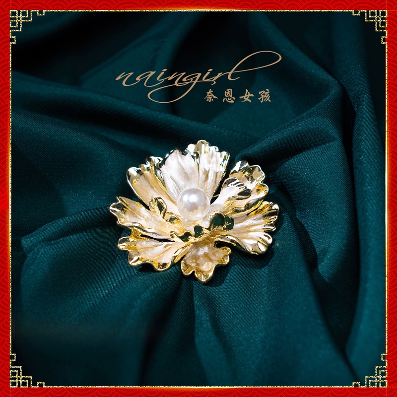 铜合金仿珍珠胸针 XZ【山茶花】 轻奢高档百搭时尚款网红胸针-fd