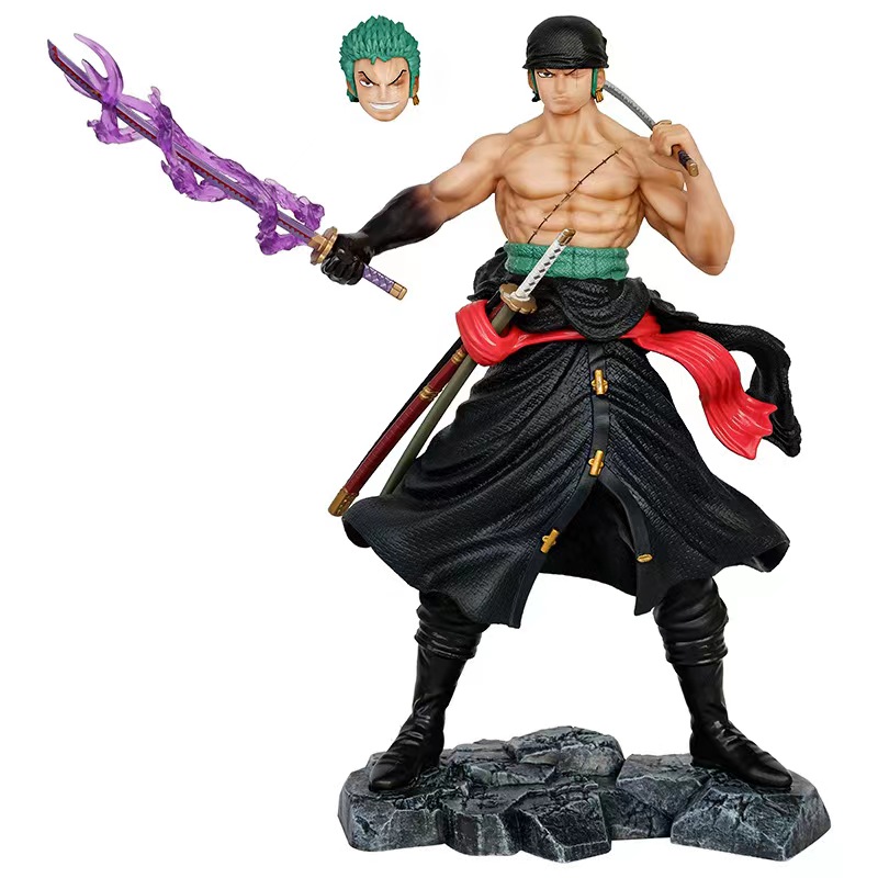 新品 海贼王 pop航海扛刀索隆双头雕 高32CM手办模型摆件雕像批发