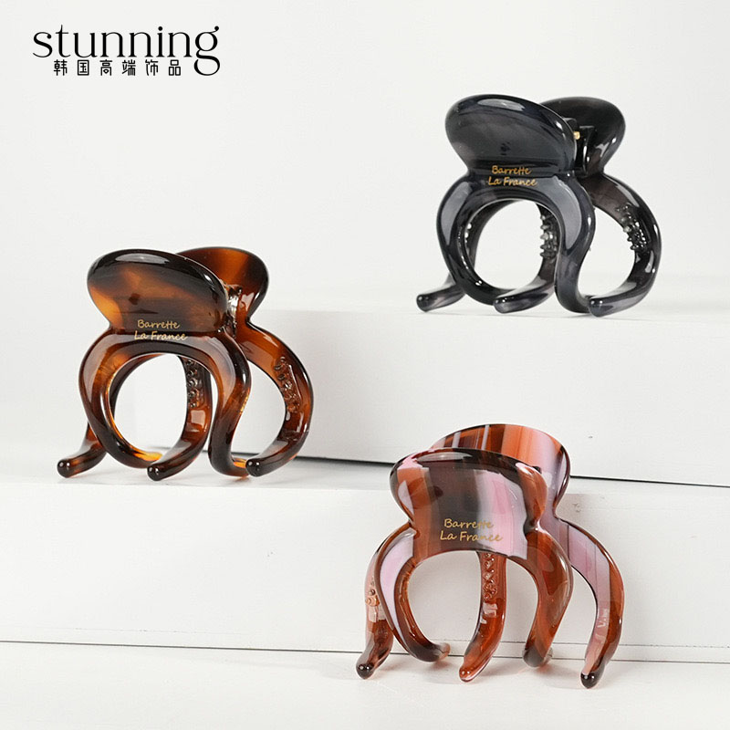 法式高级感加厚醋酸高马气质百搭小号发卡半抓高马尾丸子头鲨鱼夹