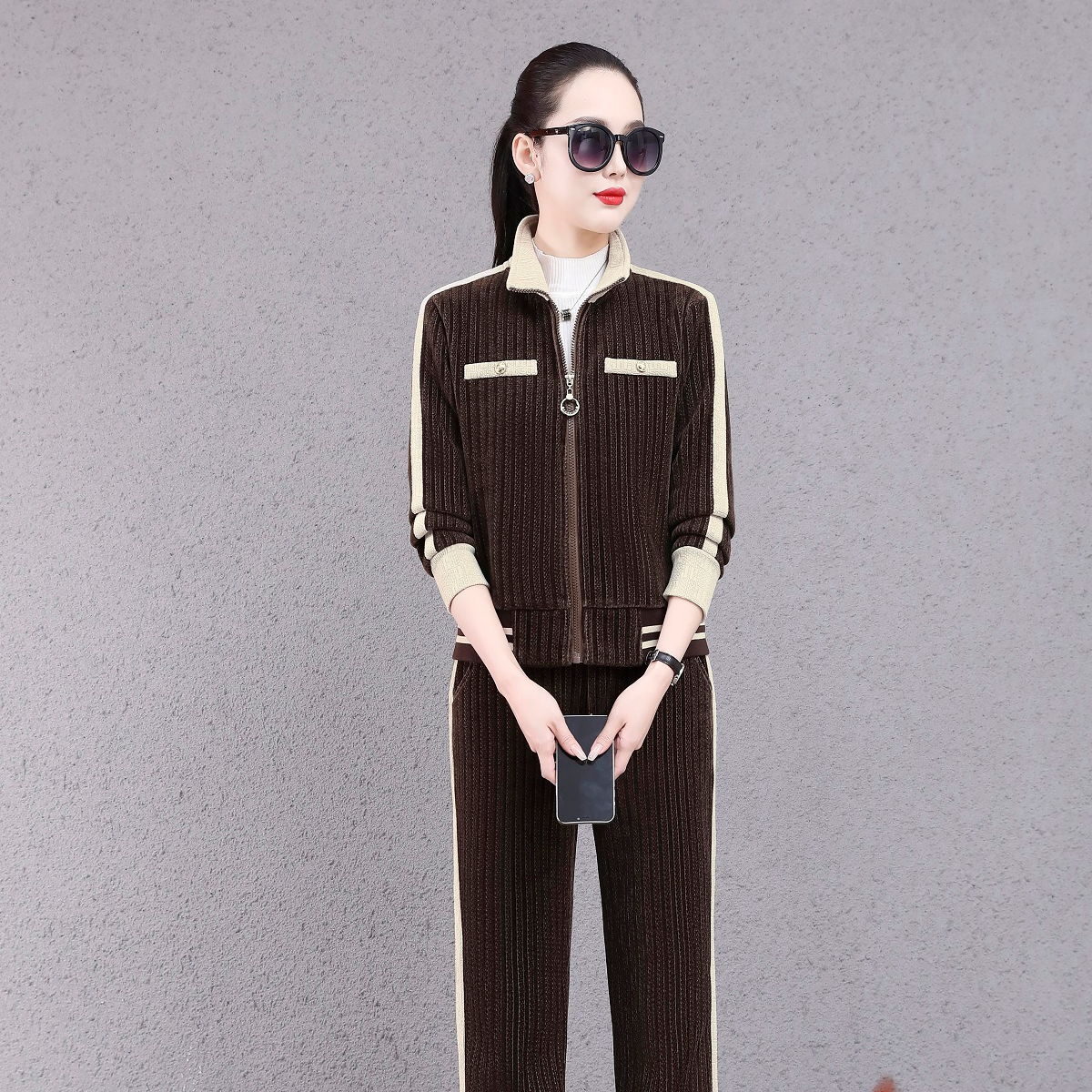 3857春季女长裤优雅减龄妈妈装广场舞开衫时尚运动两件套