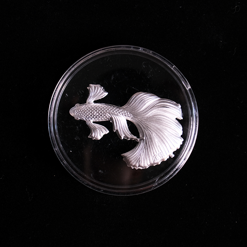 壶尔摩斯 小鱼手把件 摆件创意精致可爱 高档手工福利家用足银999