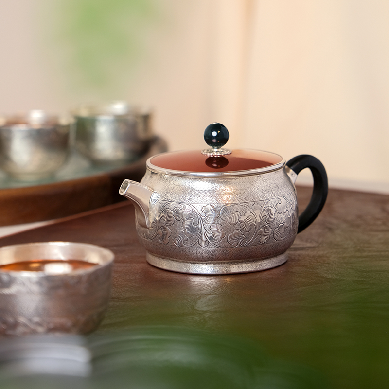 【大促】*壶尔摩斯《繁花似锦》茶壶单个足银999精美便携约150g 200cc