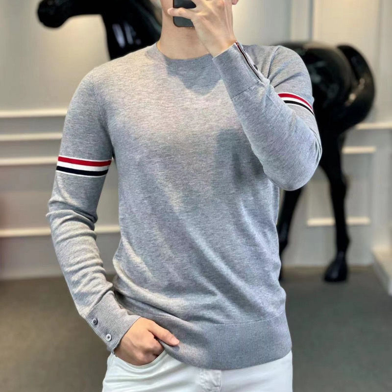 秋冬上新款秋冬新款高级轻奢男士针织衫圆领套头潮流长袖休闲