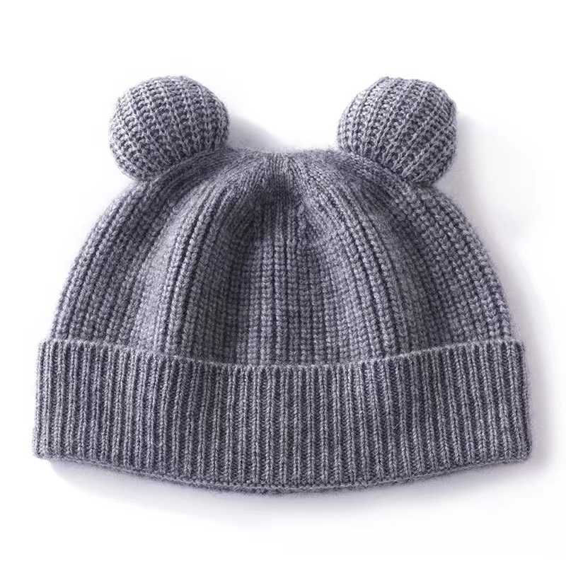 减龄可爱超萌小熊耳朵秋冬款男女毛线帽护耳羊绒帽子针织帽堆堆帽