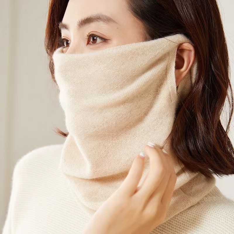 时尚山羊绒针织挂耳脖套纯色防风护脖护颈椎防寒围巾围脖套秋冬季