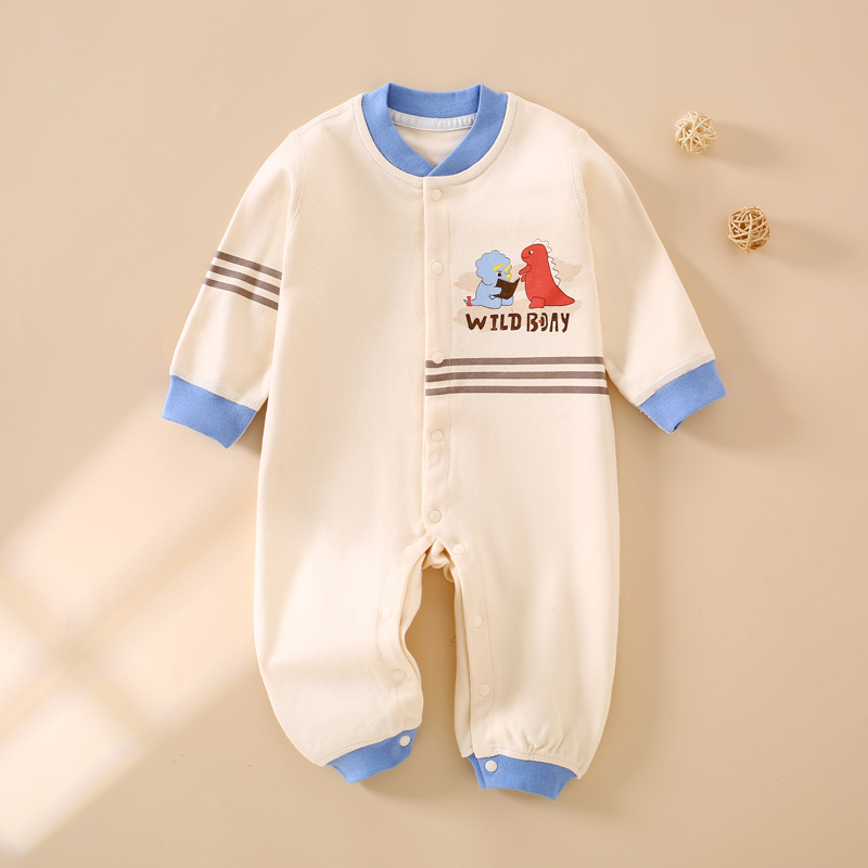 单层新生婴儿连体衣春秋装四季宝宝长袖哈衣无骨纯棉哈衣爬服睡衣