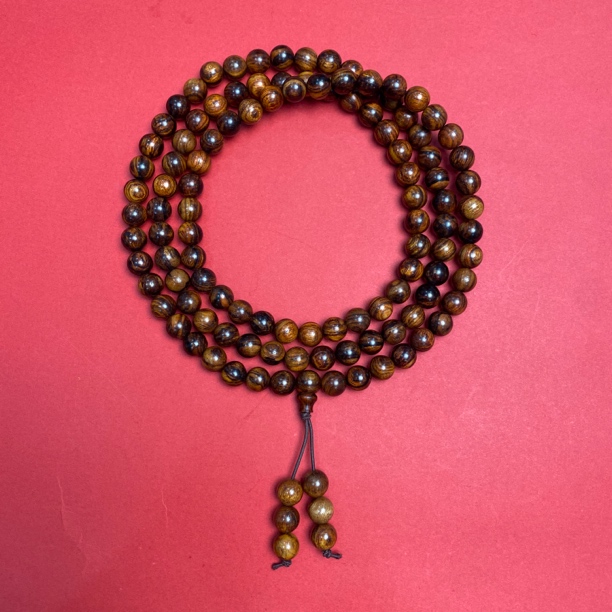 海南黄花梨圆珠108脖挂项链8mm左右W136