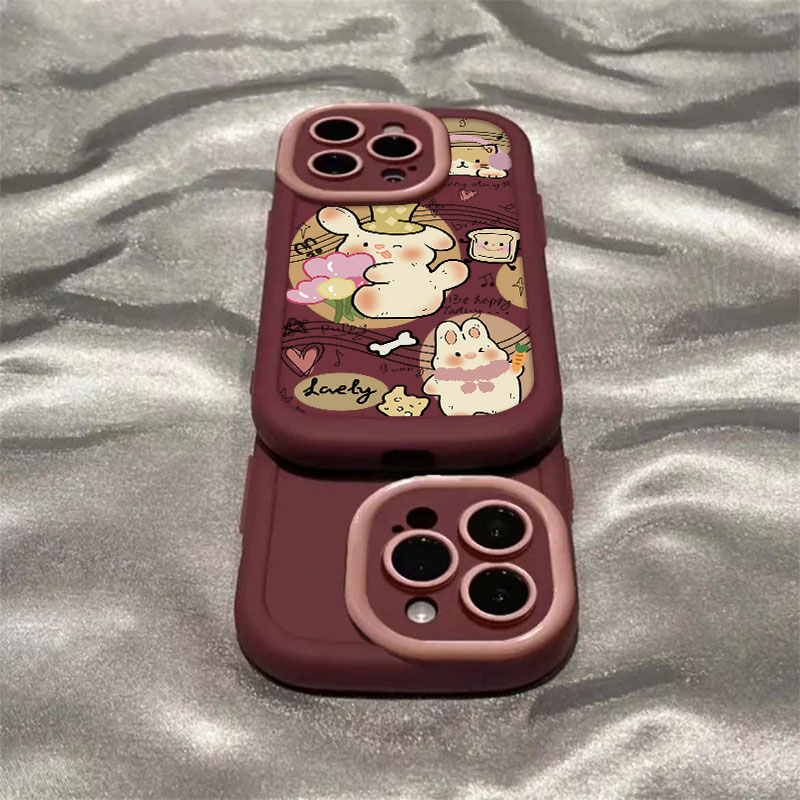 音乐兔子泡芙壳适用苹果15手机壳iPhone14promax全包13高级12/11