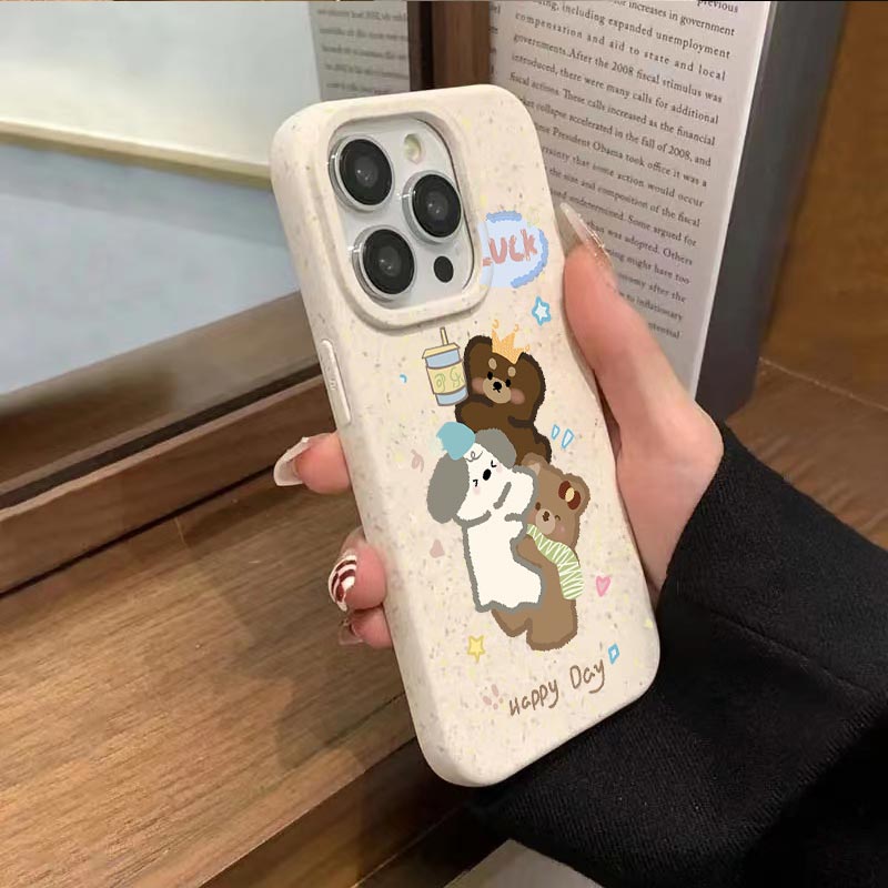熊狗拥抱小麦壳适用苹果15手机壳iPhone14promax全包13高级12/11