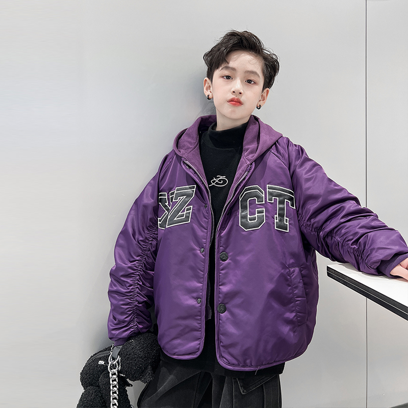 男童羽绒服2025冬季新款中大童假两件可拆卸加厚儿童潮牌外套童装