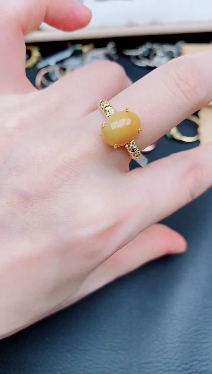 【闪购商品】翡翠戒指银S925镶嵌天然翡翠A货453