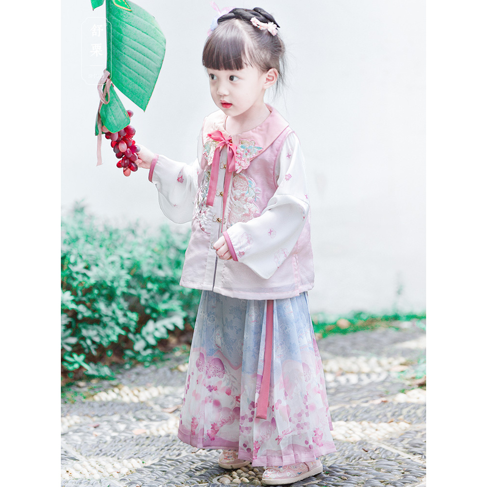 舒栗【月光葡萄】女童马面裙套装明制中国风古装超仙2025新汉服秋冬