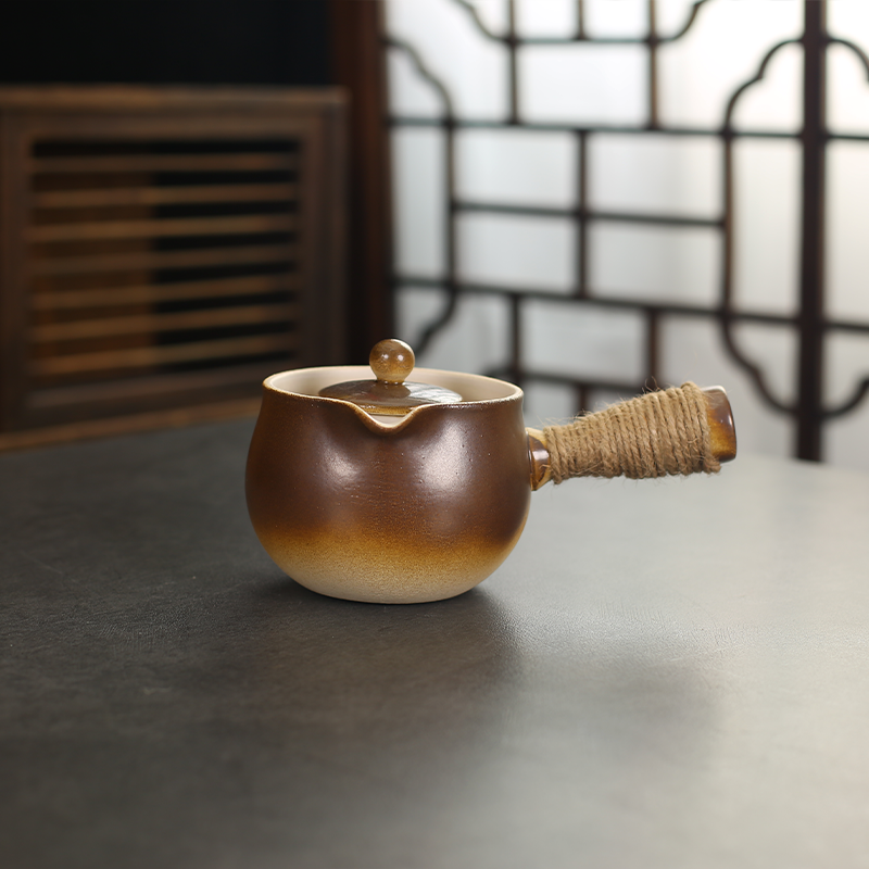 宏哲虑茶罐罐煮茶器陶壶围炉煮茶烤茶陶瓷罐烤奶罐侧把煮奶茶壶