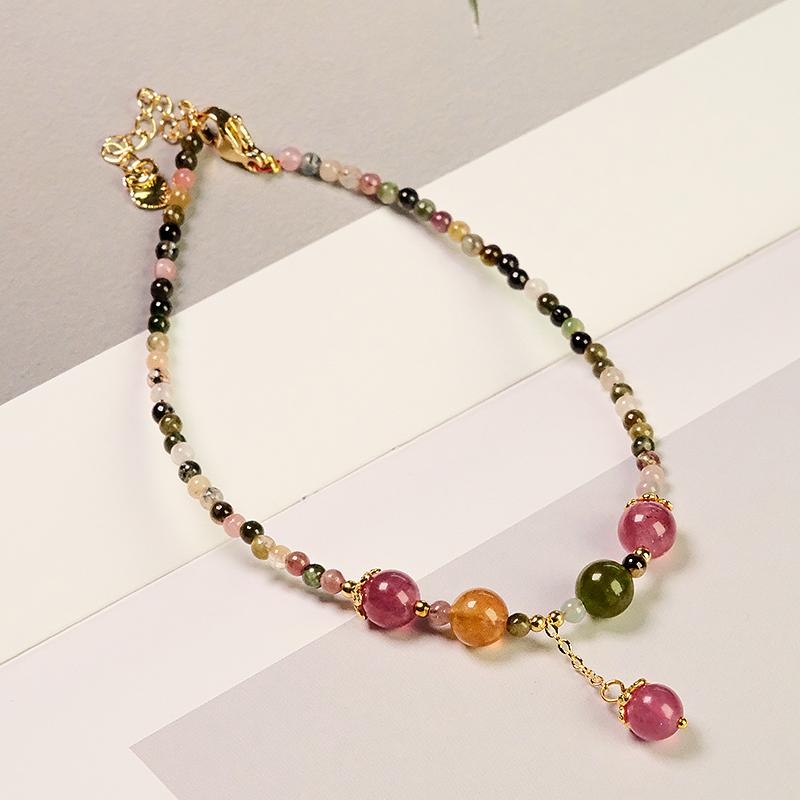 单圈天然碧玺精美彩色碧玺脚链多样性发一-9008