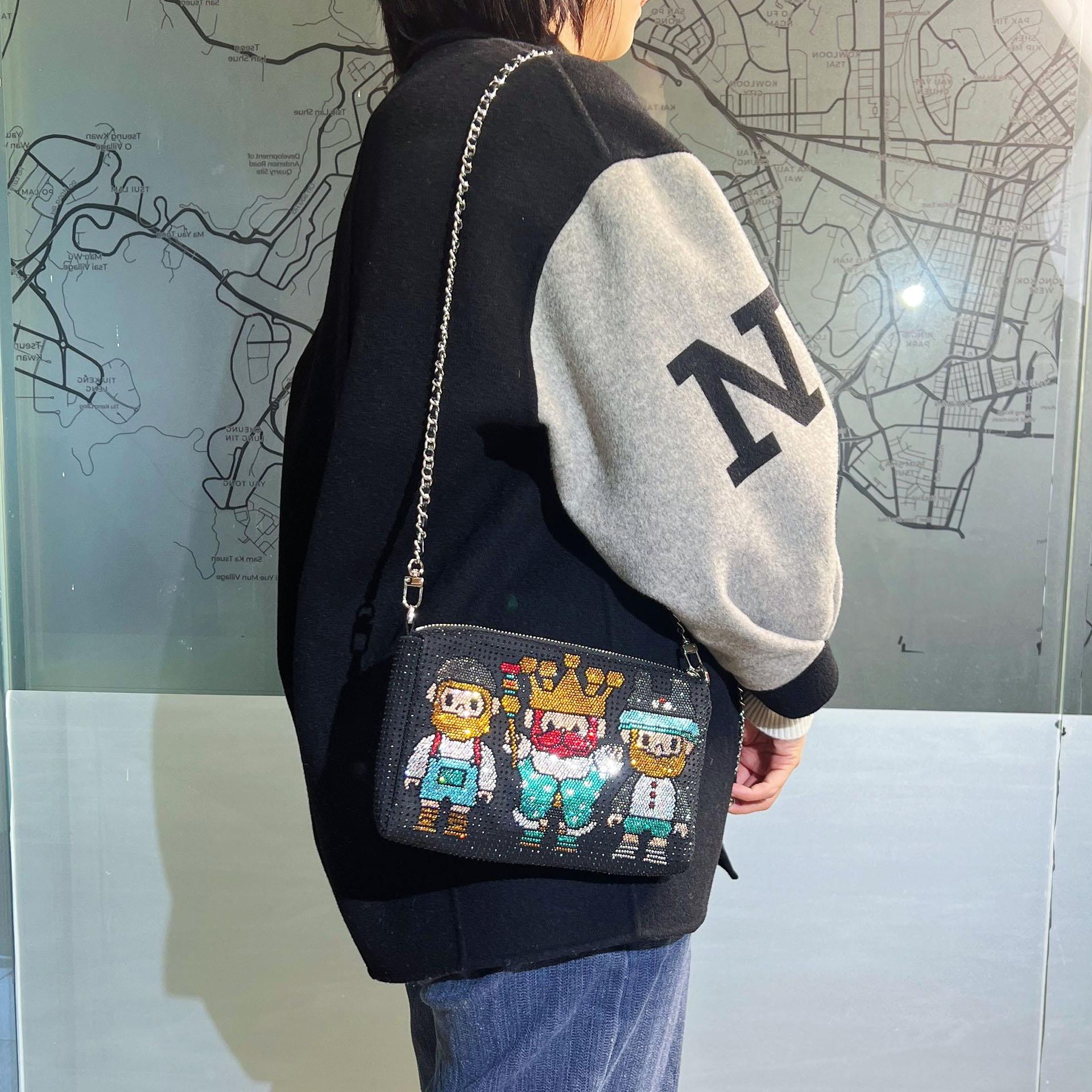 潮流爆闪满钻石单时尚休闲肩斜挎包大号手机包