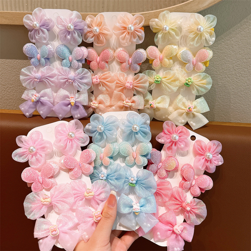儿童蝴蝶结发夹头饰女童碎发刘海夹宝宝花朵夹小女孩发卡套装头饰