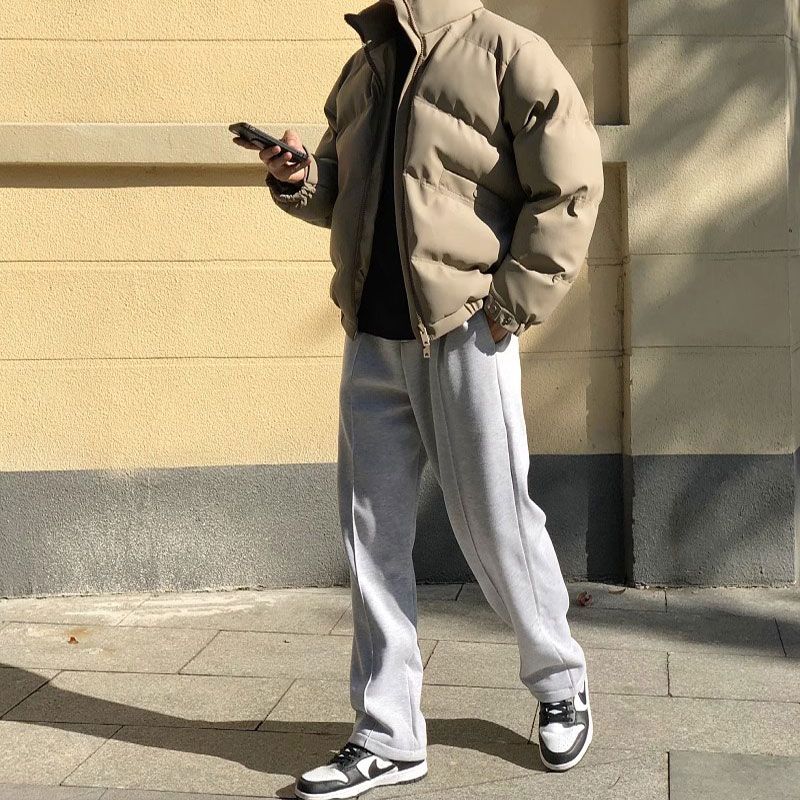 2023秋冬新款棉衣男冬季宽松加厚潮纯色简约棉服外套港风韩版百搭
