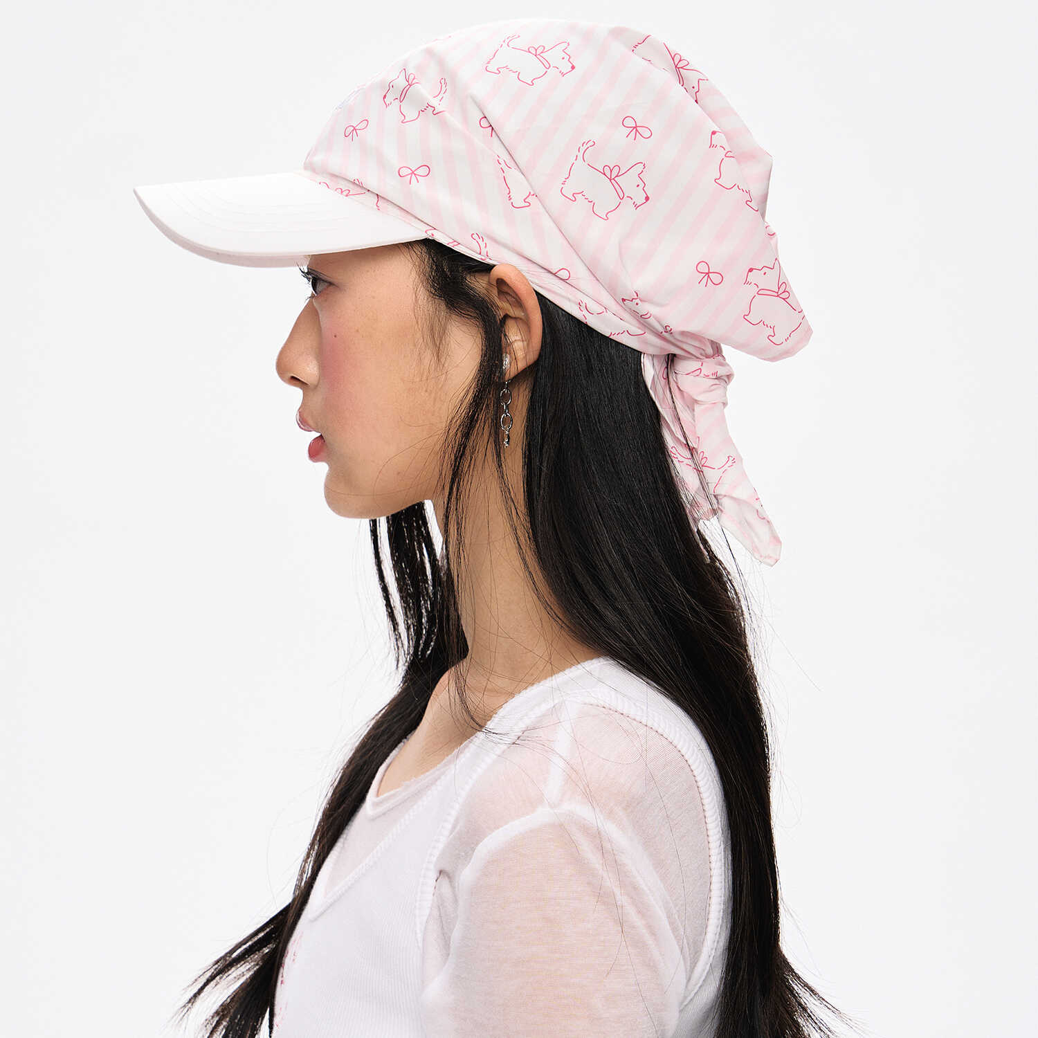 NECY【i love dog】粉色西高地小狗方巾帽小众鸭舌帽户外遮阳帽女