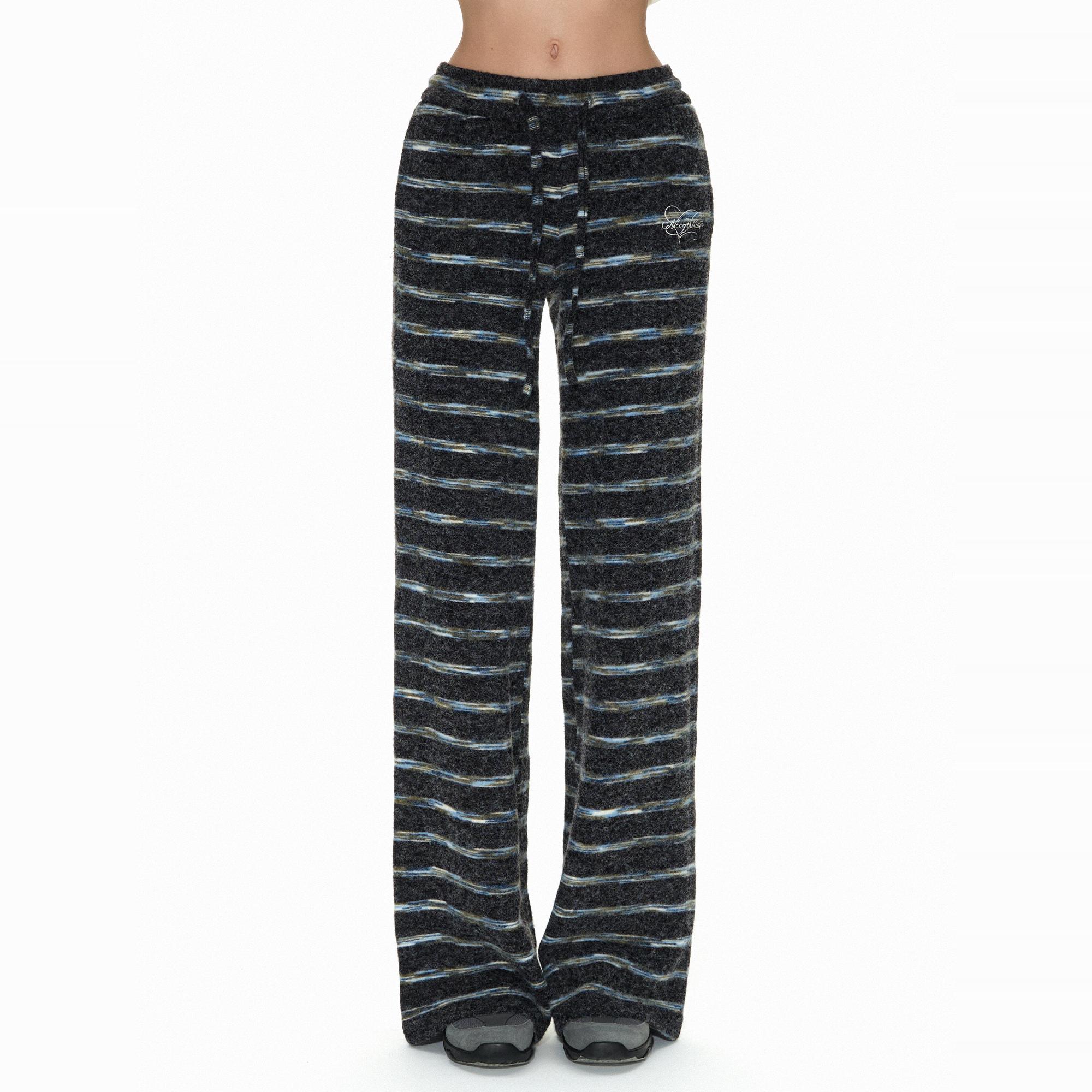 NECY 条纹裤 秋冬舒适慵懒风休闲裤手感软糯外穿垂感直筒长裤