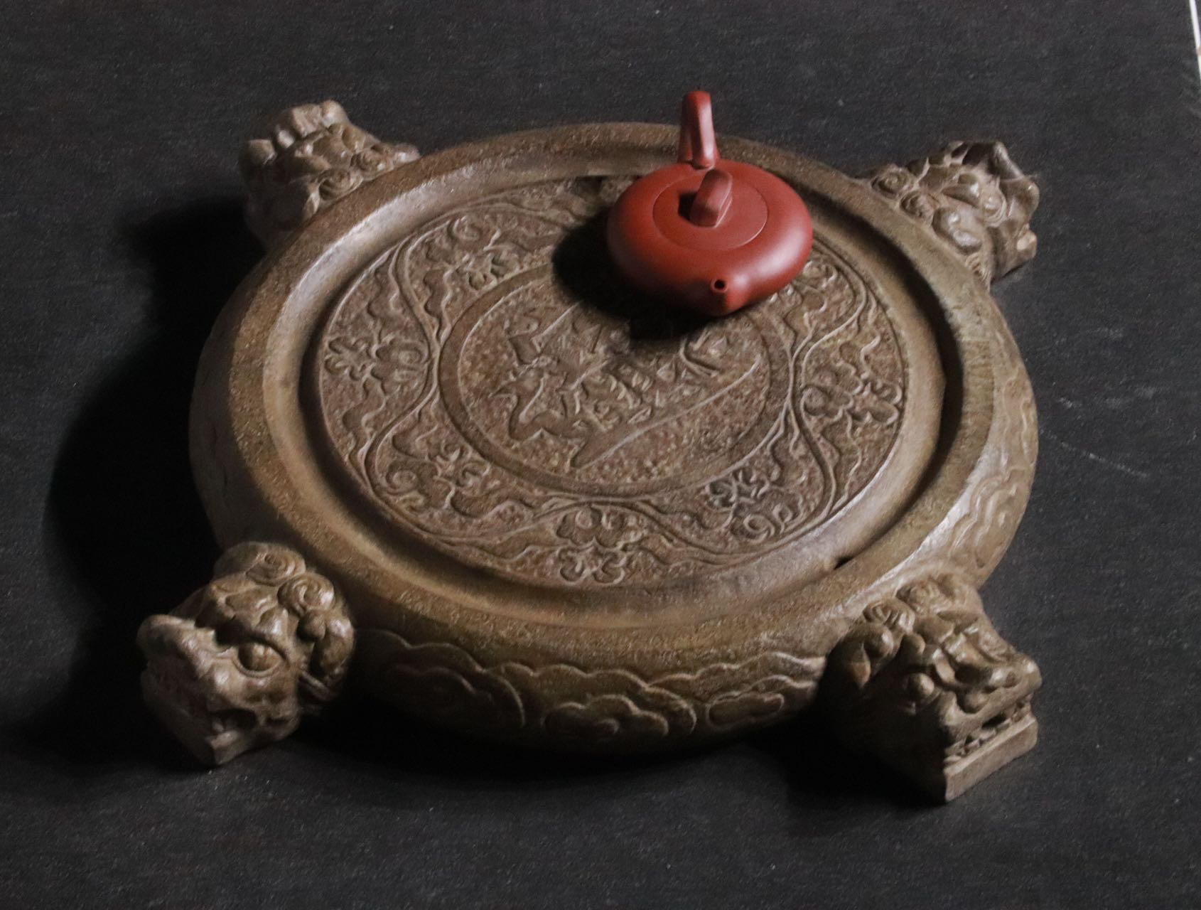 四狮抱鼓.茶台.青石材质