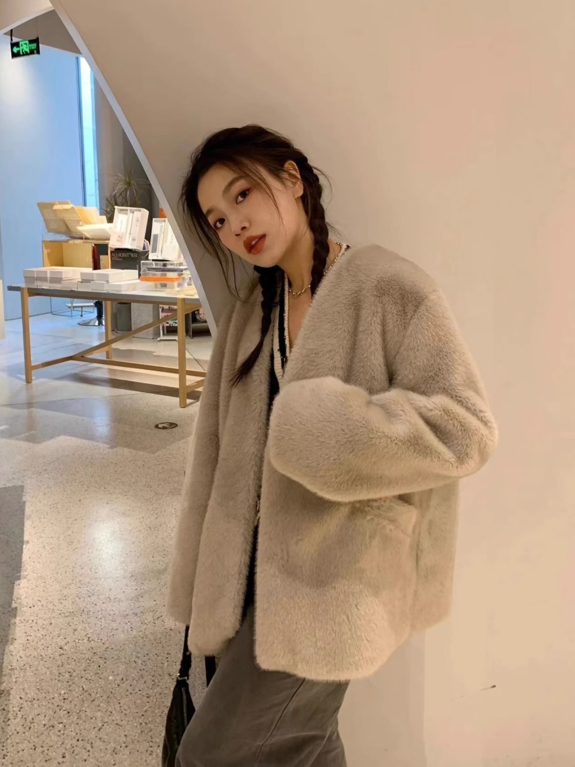 2023新款冬季貂绒外套女加厚皮毛一体环保皮草高级感毛毛短款高档